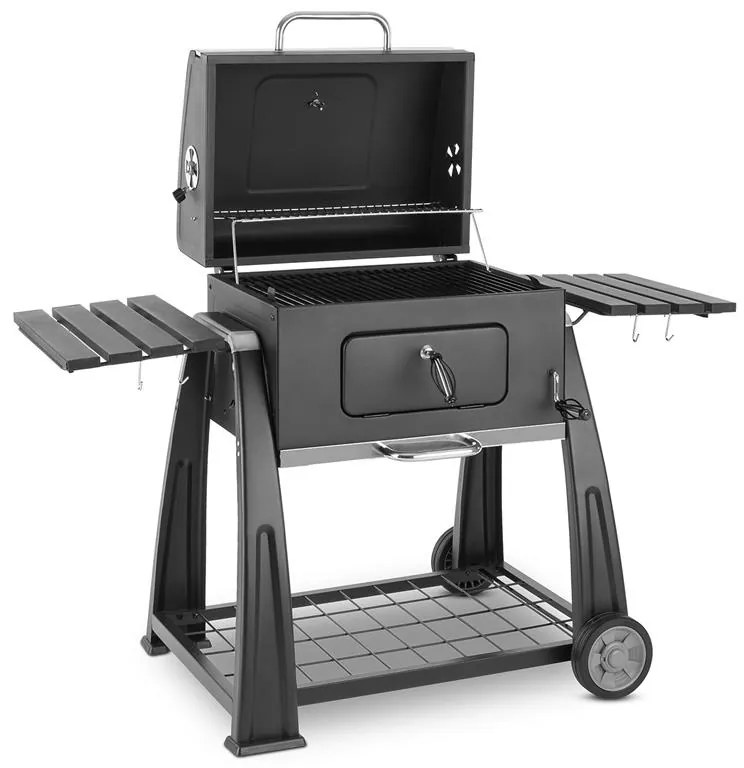 Bigfoot faszenes grillező, füstölő, BBQ grill, 55 x 40 cm, acél, fekete