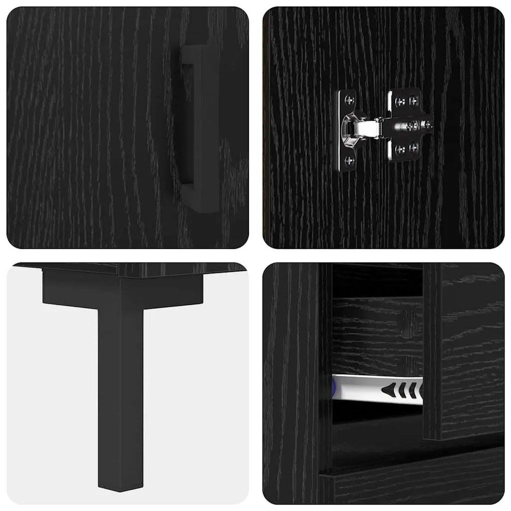 Széf fiókkal Musta tammi 69.5 x 34 x 90 cm Faanyag
