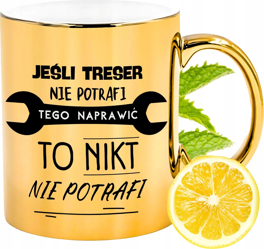 Prémium Arany Csillogó Bögre Treser Ajándék Nyomtatott Fotóval