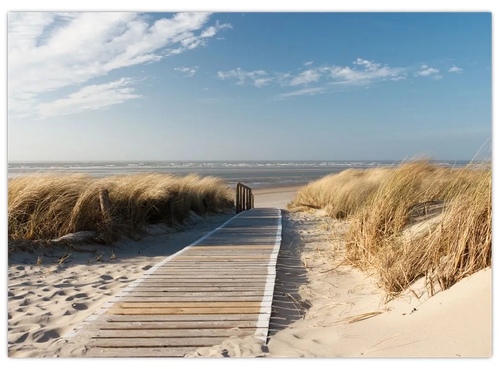 Kép - Homokos strand Langeoog szigetén, Németországban (üvegen) (70x50 cm)