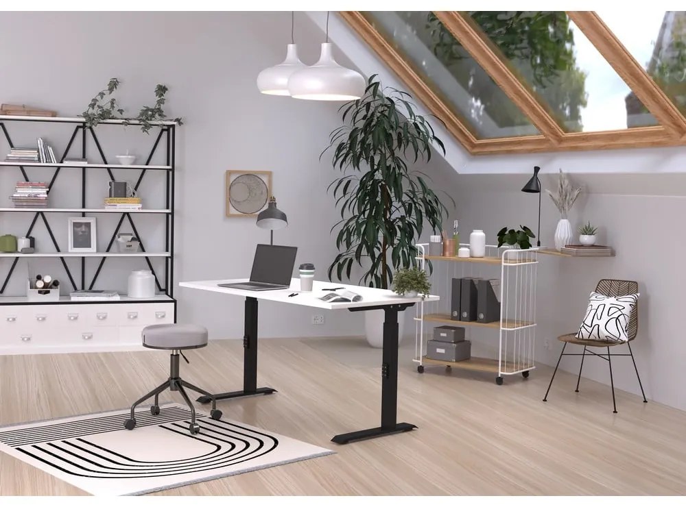 Íróasztal állítható magassággal, fehér asztallappal 80x140 cm Downey – Germania