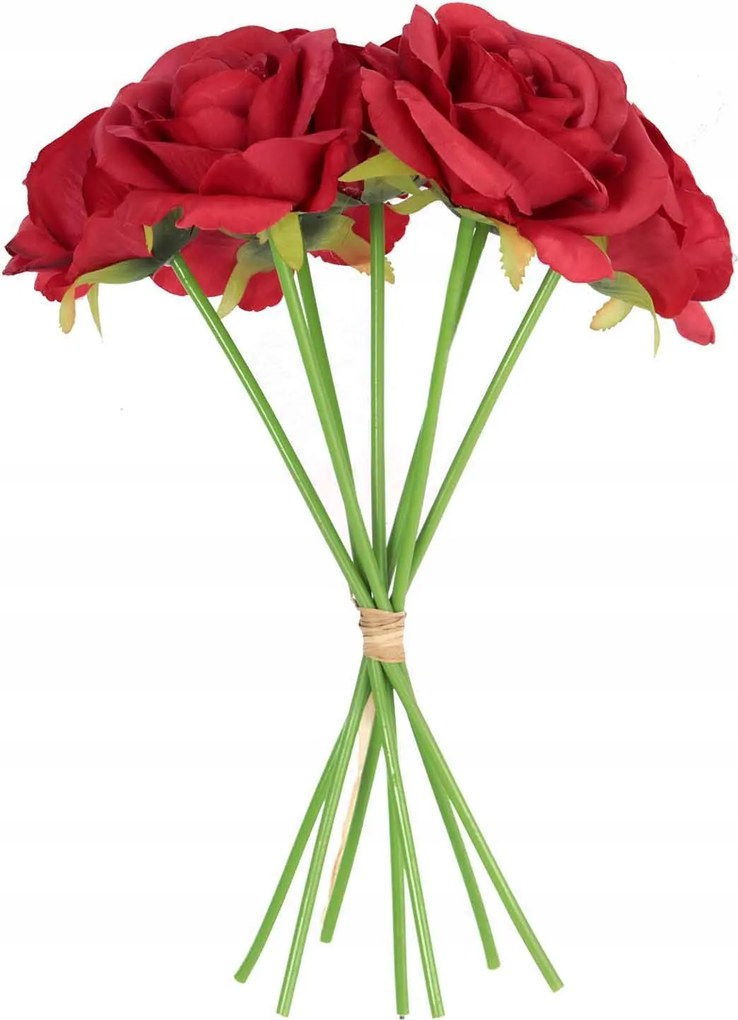 Csokor 7 Rózsa 37CM Piros Színű Művirág Élő Váza