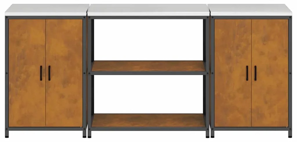 Konyhai Tároló Készlet polcokkal 3 pcs Rozsdás 210 x 50 x 92 cm