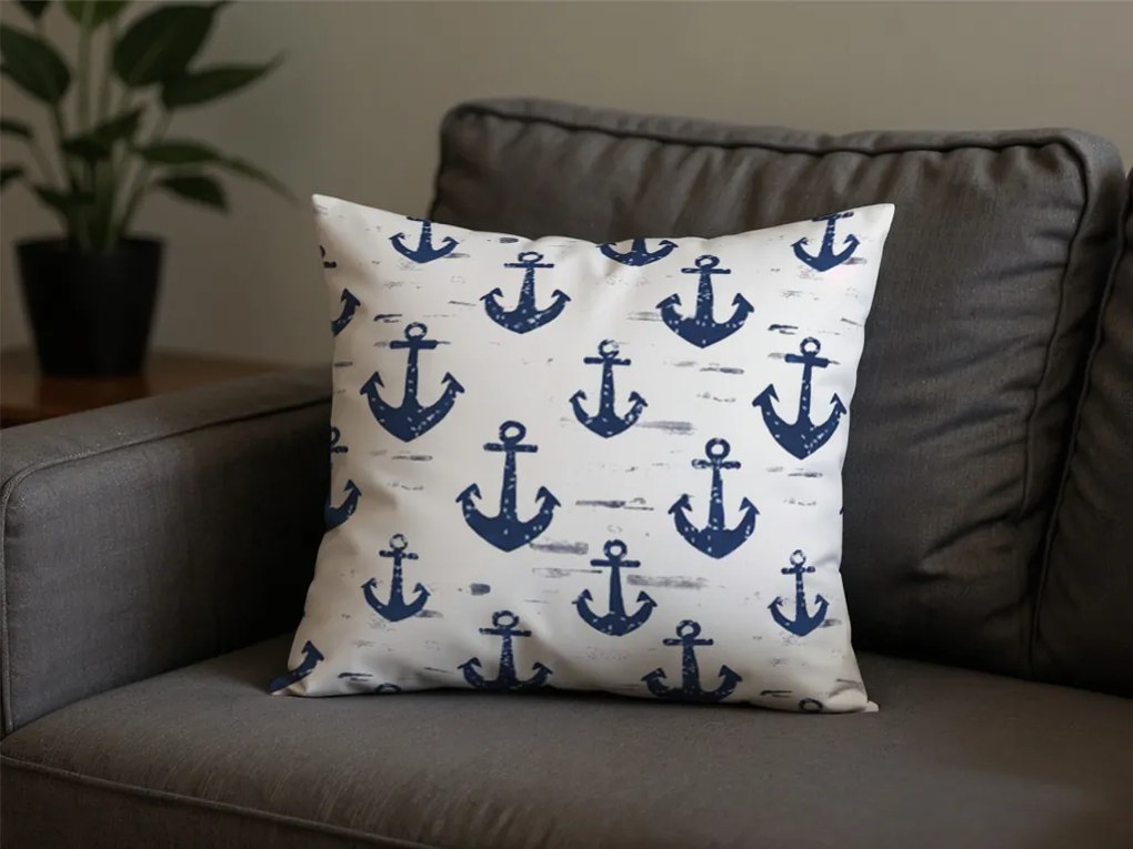 Polipamut párnahuzat NAVYSTA POLY 45x45 cm, kék-fehér