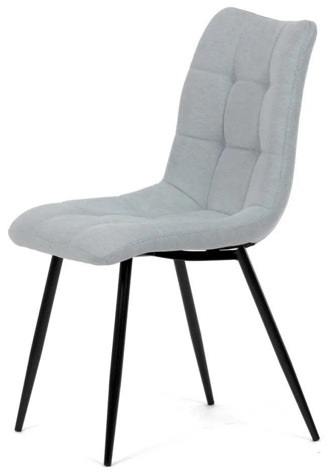 Scaun de sufragerie, material gri argintiu, picioare metalice negre