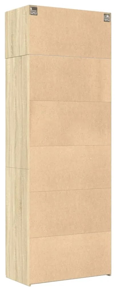 sonoma tölgy színű szerelt fa tárolószekrény 80 x 42,5 x 225 cm