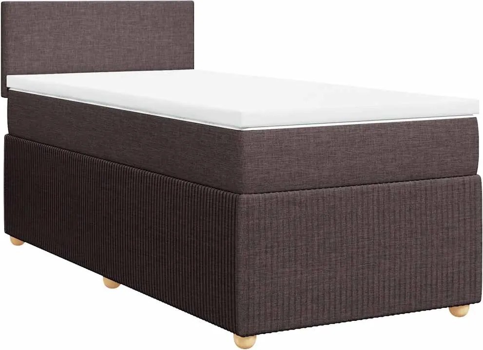 vidaXL sötétbarna szövet rugós ágy matraccal 90 x 200 cm