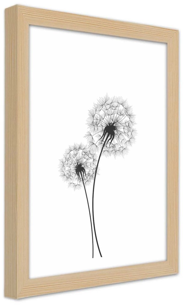 Gario Poszter Rajzolt két pitypang A keret színe: Természetes, Méret: 40 x 60 cm