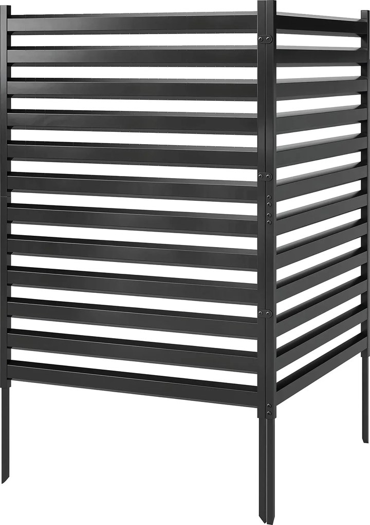 Outsunny kerti magánkerítés 2 panel 152 x 91 cm – oszlopokkal és zárósapkákkal, csatlakoztatható, rozsdaálló, fekete | Aosom