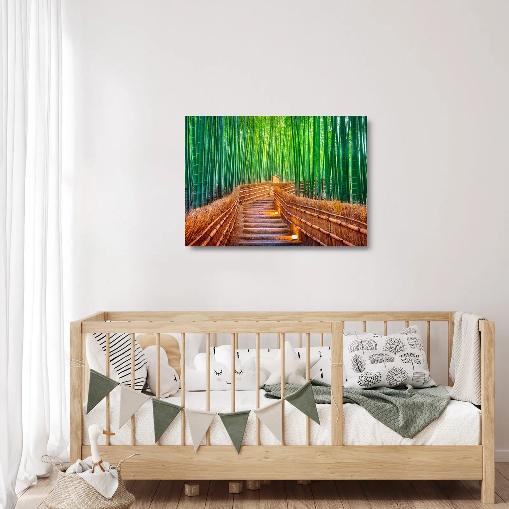 Kép - Japán bambusz erdő (üvegen) (70x50 cm)