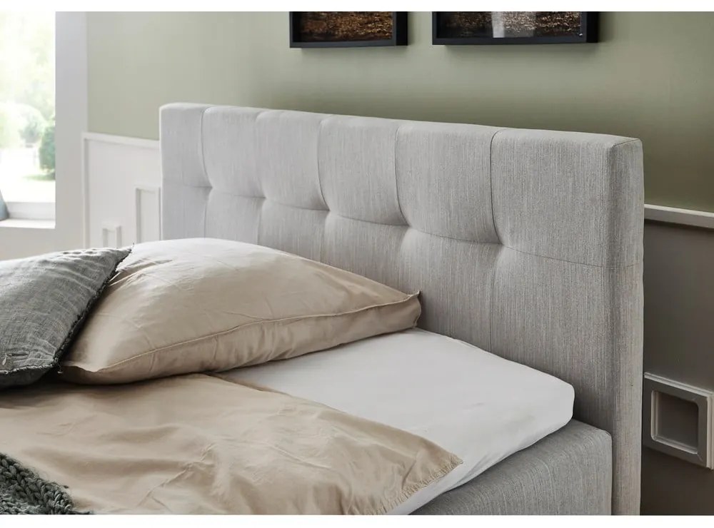 Világosszürke boxspring ágy tárolóhellyel 180x200 cm Catania - Meise Möbel