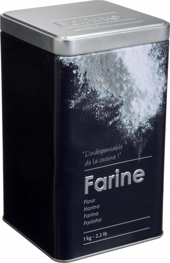 Fém liszttároló doboz Fekete 1 kg 10,7x18,4 cm