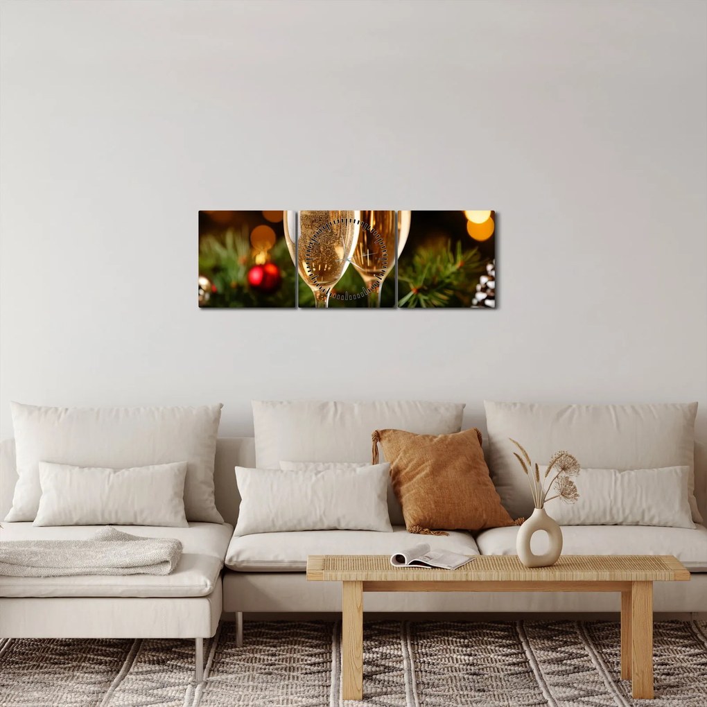 Kép - Egy pohár pezsgő (órával) (90x30 cm)