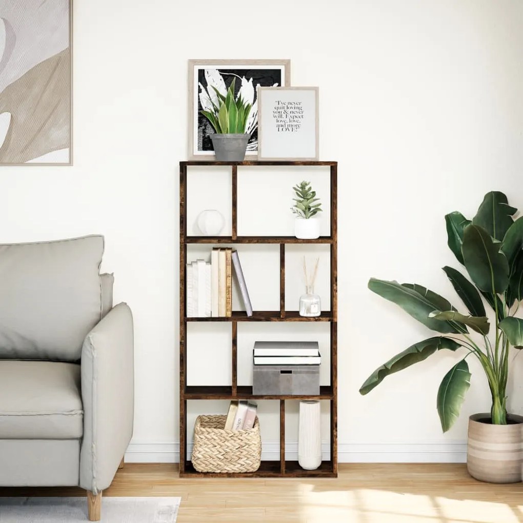 füstös tölgy színű szerelt fa könyvespolc 60 x 20 x 120 cm