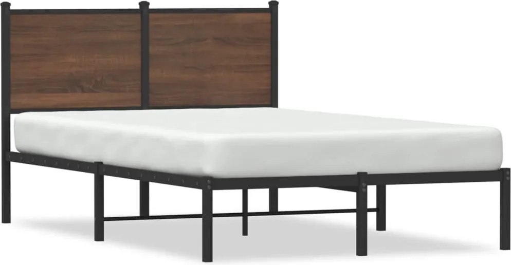 vidaXL barna tölgy színű fém ágykeret matrac nélkül 120 x 200 cm