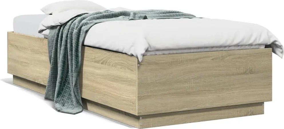 vidaXL sonoma tölgyszínű szerelt fa ágykeret 90 x 200 cm