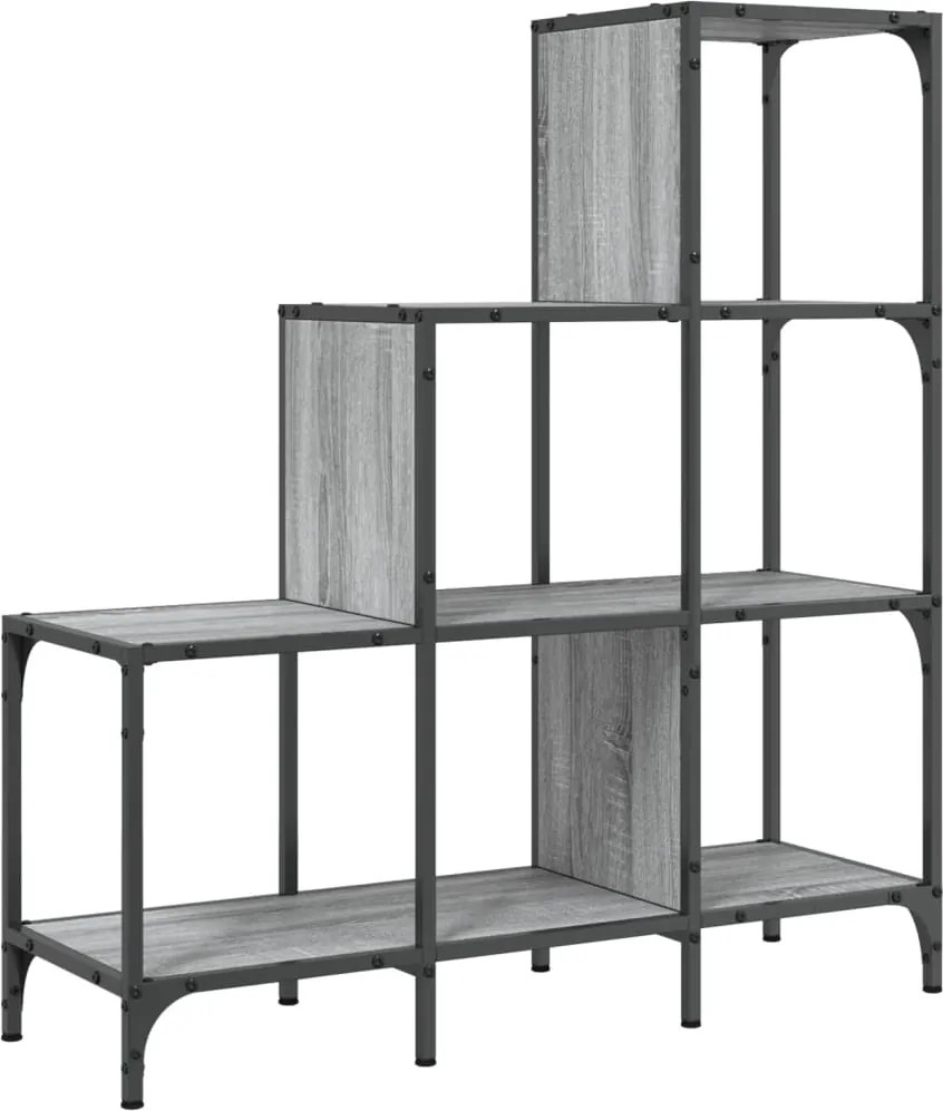vidaXL szürke sonoma szerelt fa és fém könyvszekrény 92 x 30 x 102 cm