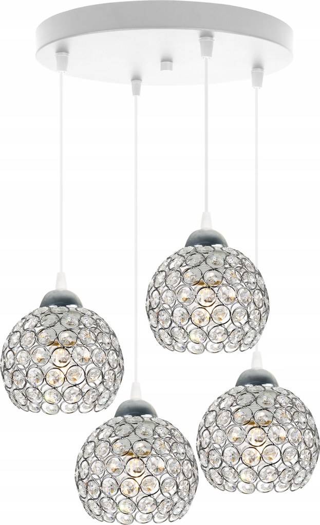 Függő Lámpa Csillár Glamour Króm Fehér Modern Csillogó Kristályok