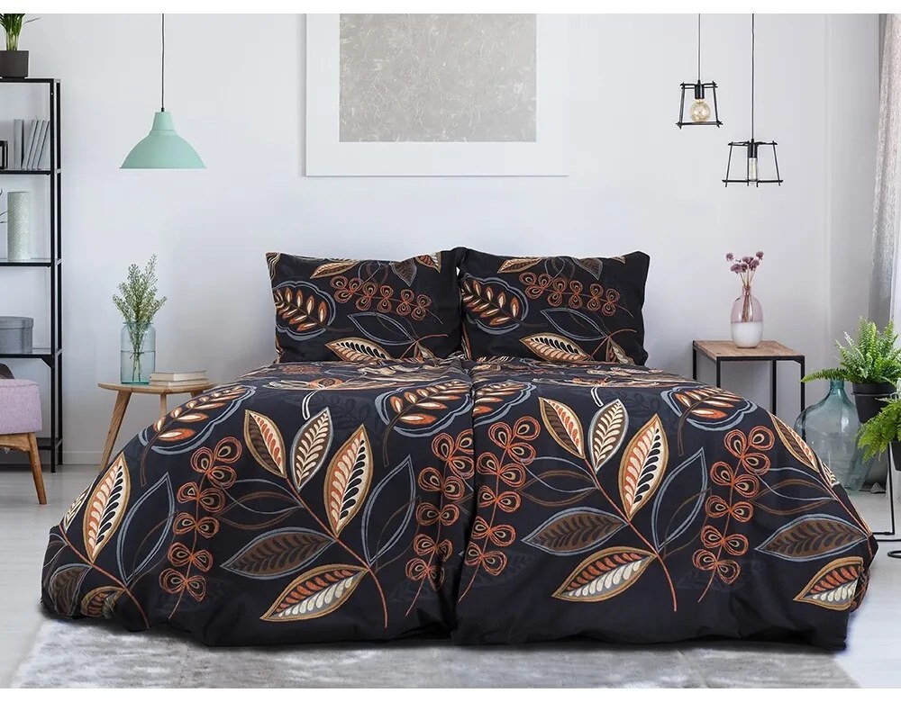 B.E.S. Petrovice Flanel ágynemű Noční listí(Éjszakai levelek), 140 x 200 cm, 70 x 90 cm