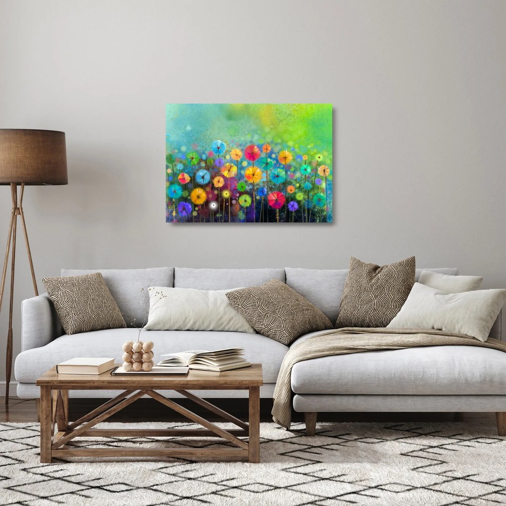 Kép - Absztrakt virágok (üvegen) (70x50 cm)