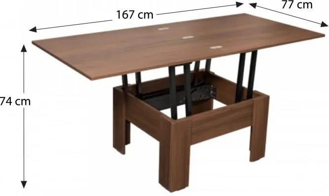 Savelli Cassino Magasítható/bővíthető étkező és dohányzóasztal Walnut