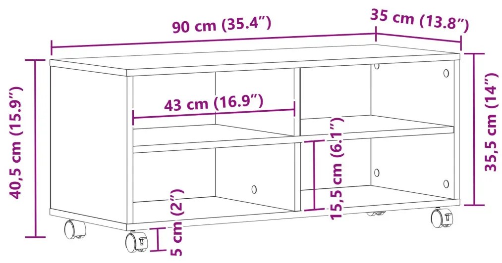 TV Szekrény Artisan Tölgy 90x35x35 cm Mérnöki Fa