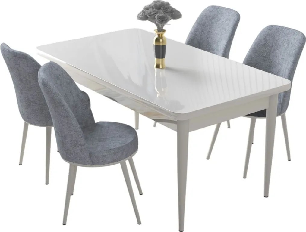 Nil étkezőgarnitúra, fehér-szürke, 110 cm