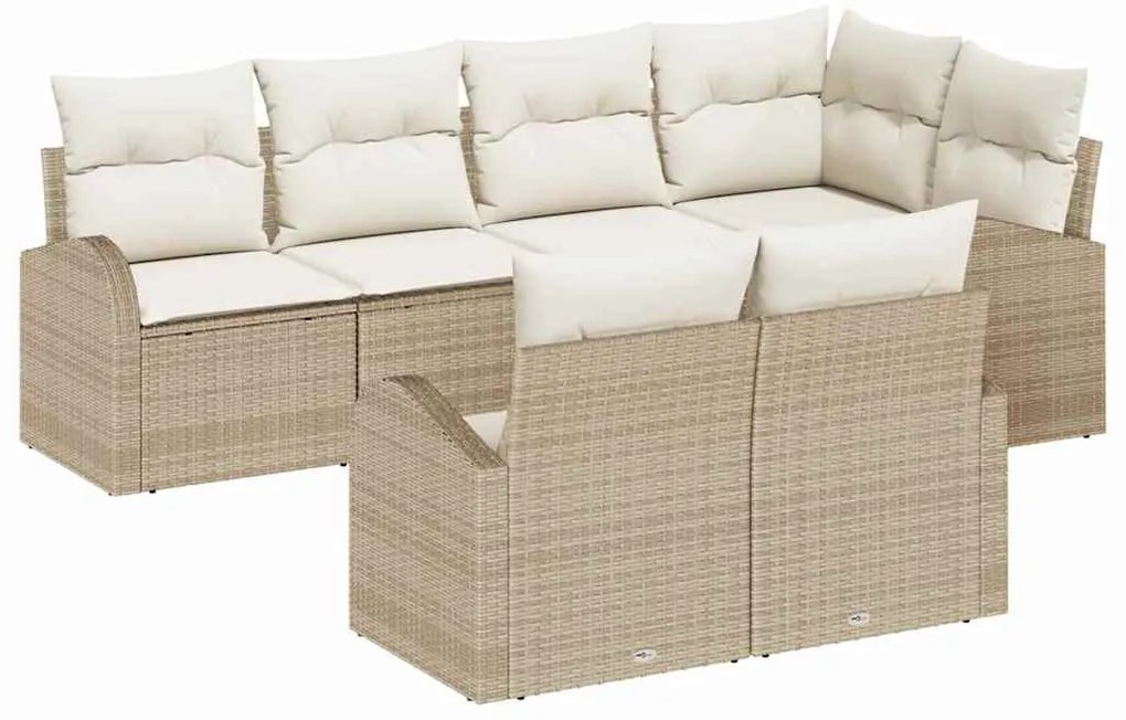 vidaXL Kerti Kanapé Szett párnával 7 pcs Beige és Fehér polirattan