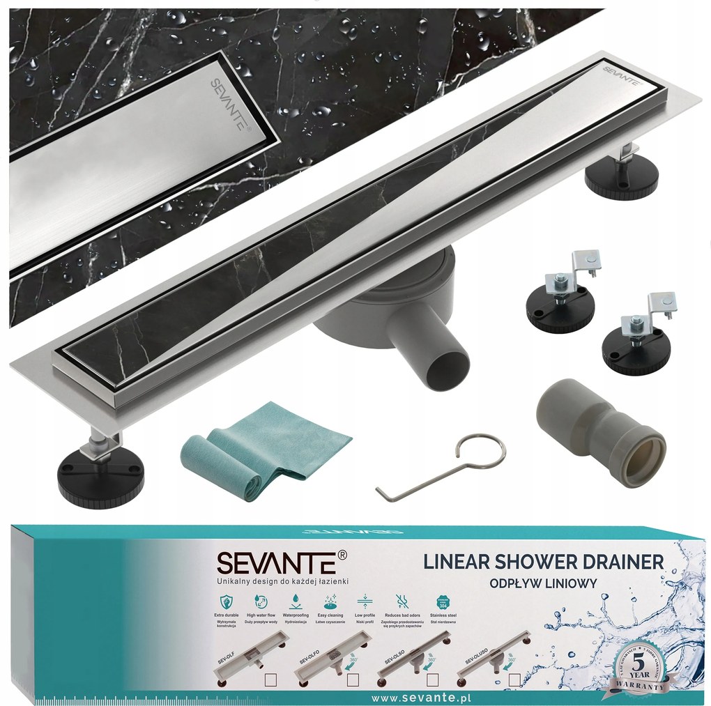 Lineáris lefolyó 100 cm Flat inox forgó szifon rozsdamentes acél 304 Sevante