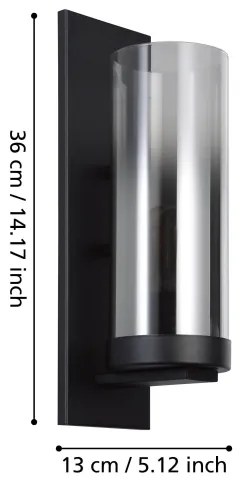 Eglo 44003 - Fali lámpa TOOTHILL 1xE27/40W/230V fekete