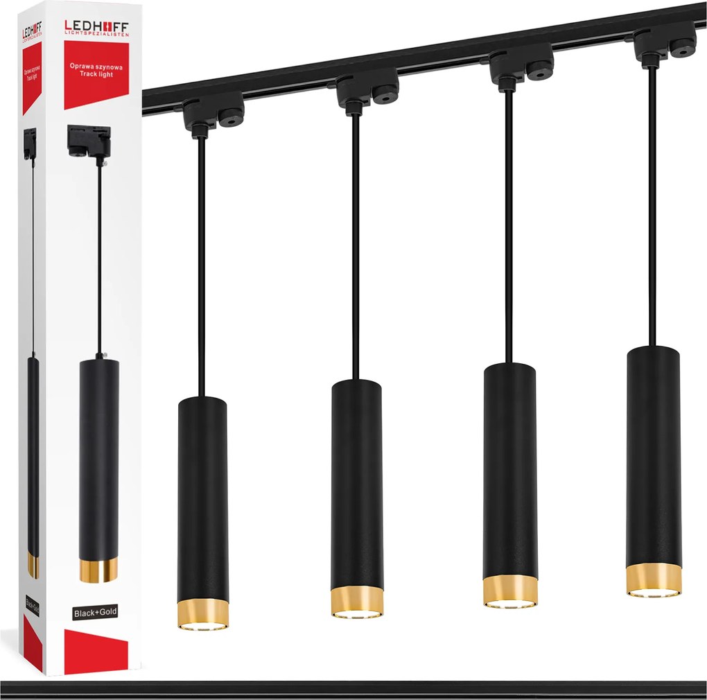 Sínvilágítás 4x Led függőlámpa Sín 1m Cső GU10 fekete Arany