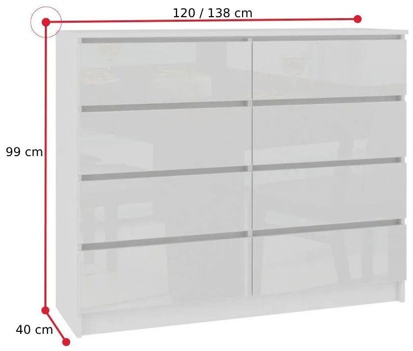 ARMARIA K120 komód, 120x99x40, fehér