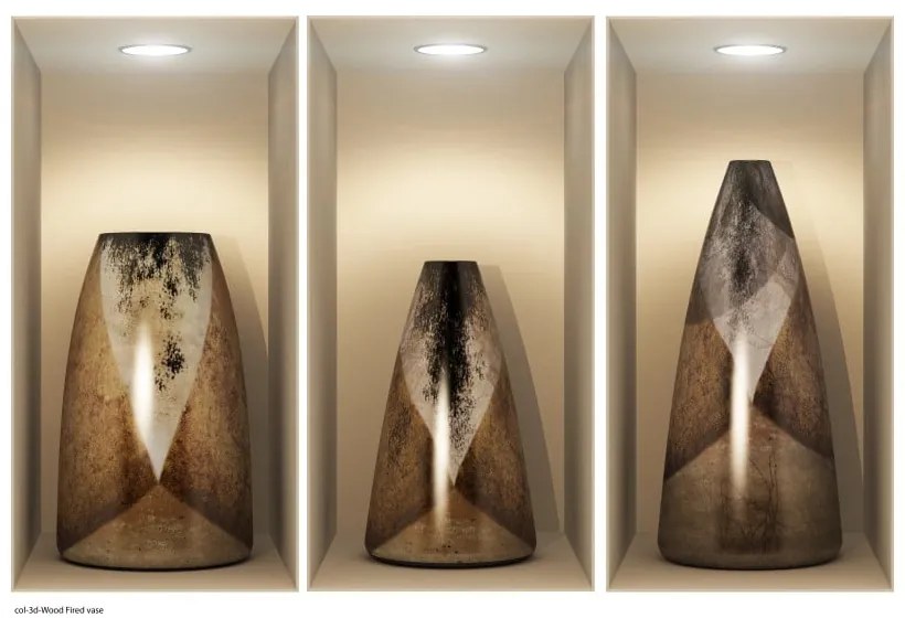 Wooden Vases 3D hatású 3 db-os falmatrica szett - Ambiance