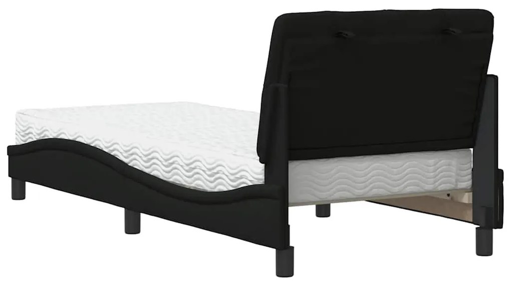 fekete szövet ágy matraccal 80x200 cm