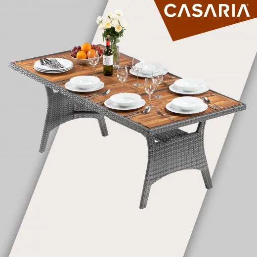 Casaria® Rattan asztal Takeo 190x90x75cm - akác