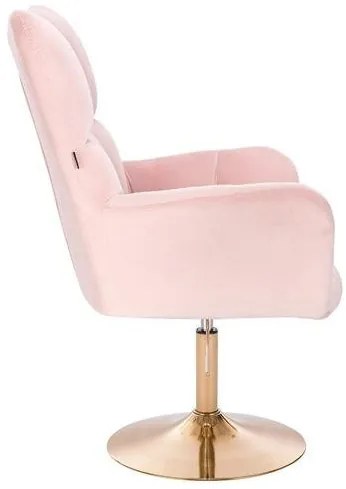 HR650N Púderrózsaszín modern velúr szék arany lábbal