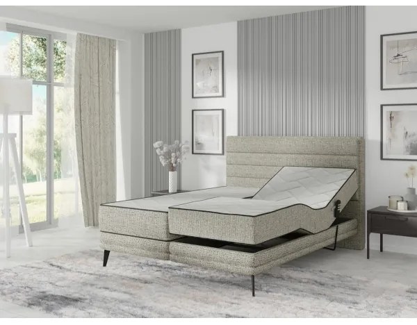 Elektromosan állítható kárpitozott ágy matracokkal MILA 180x200 cm, szürke