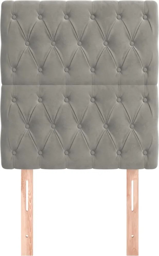 világosszürke bársony fejtámla 80x7x118/128 cm