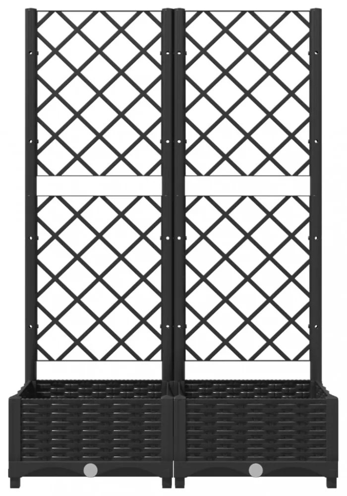 fekete kerti virágláda ráccsal 80x40x121,5 cm PP