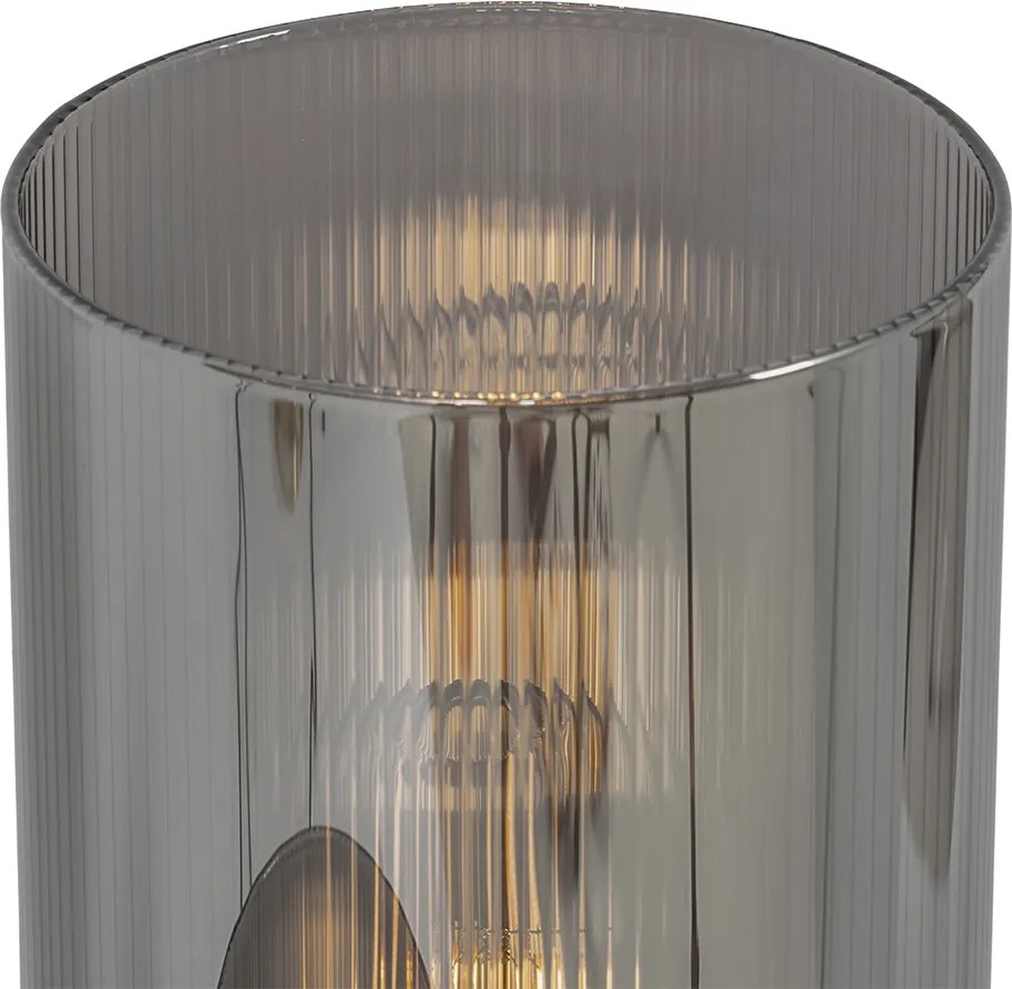 Art Deco asztali lámpa fekete füstüveggel 2-lámpás - Laura