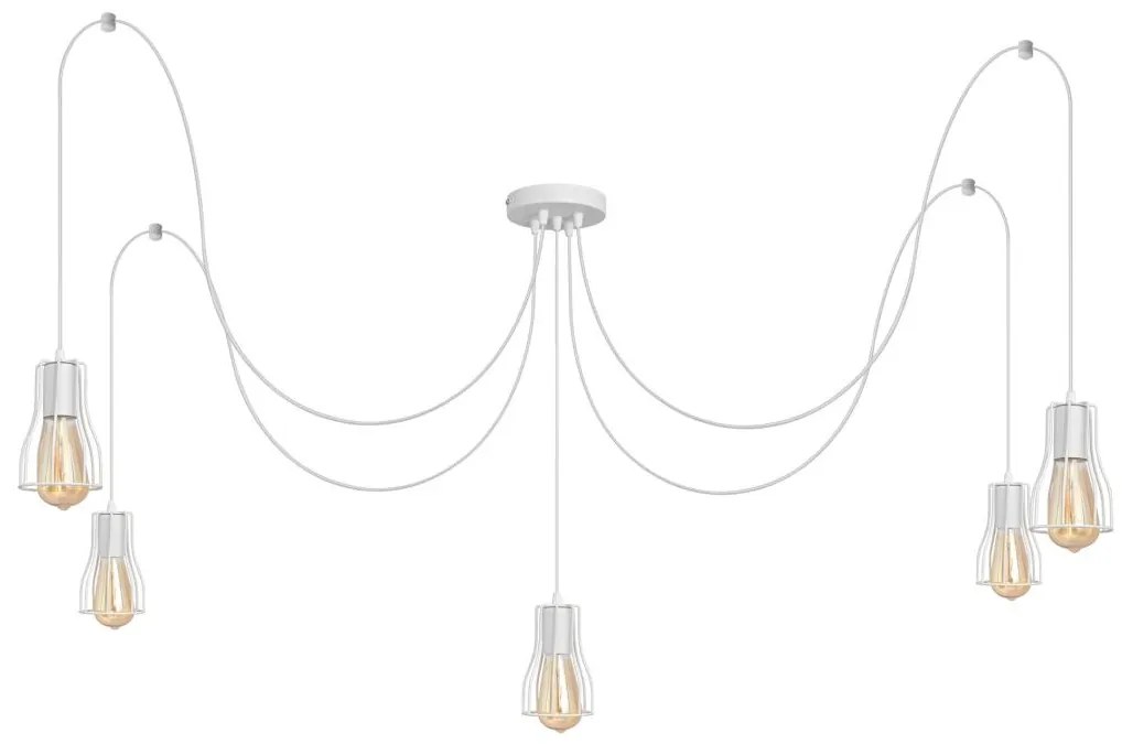 Csillár zsinóron TUBE LONG 5xE27/10W/230V fehér