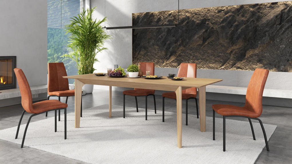 Mazzoni BARI Természetes Tölgy 180x90 cm (+2 db 45 cm-es bővítőlap) - 270 CM-IG BŐVÍTHETŐ JAPÁN/SKANDINÁV STÍLUSÚ FA ASZTAL