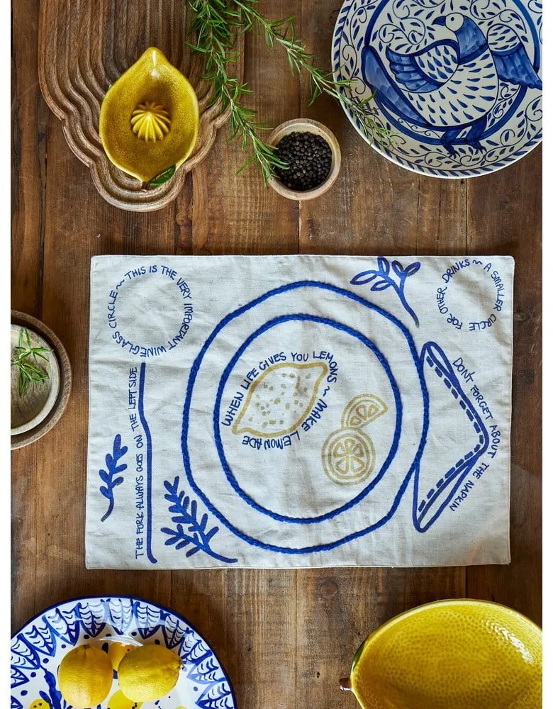 Lenkeverék tányéralátét 33x48 cm Limone – Bloomingville