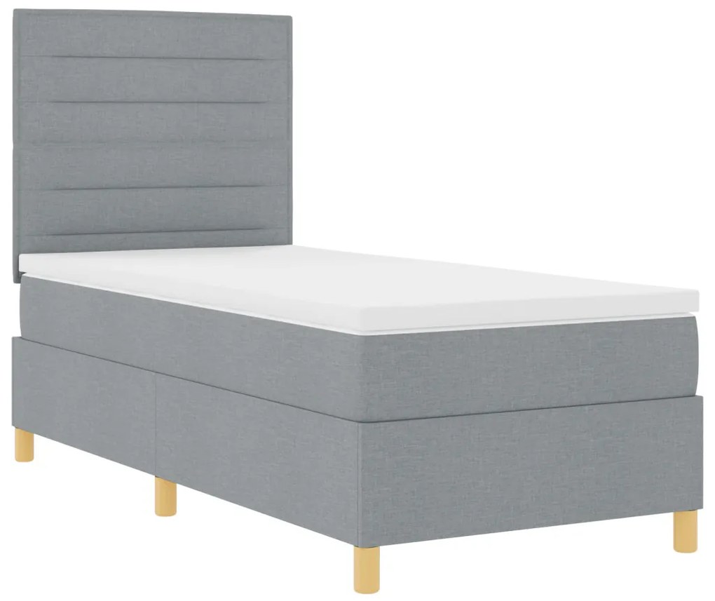 Box Spring Ágy matraccal, világosszürke, 100x200 cm, szövet