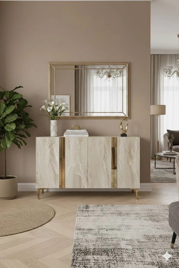 Anka 120 - White, Travertine, Gold