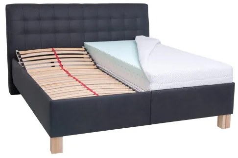 Kárpitozott ágy matraccal és tárolórekesszel VIOLET 180x200 cm antracit