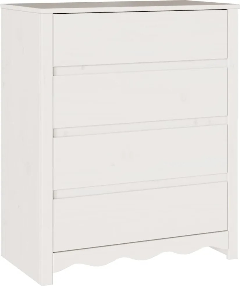 vidaXL Fiókos szekrény Drammen Fehér 76,5 x 40 x 91 cm Tömör fenyőfa