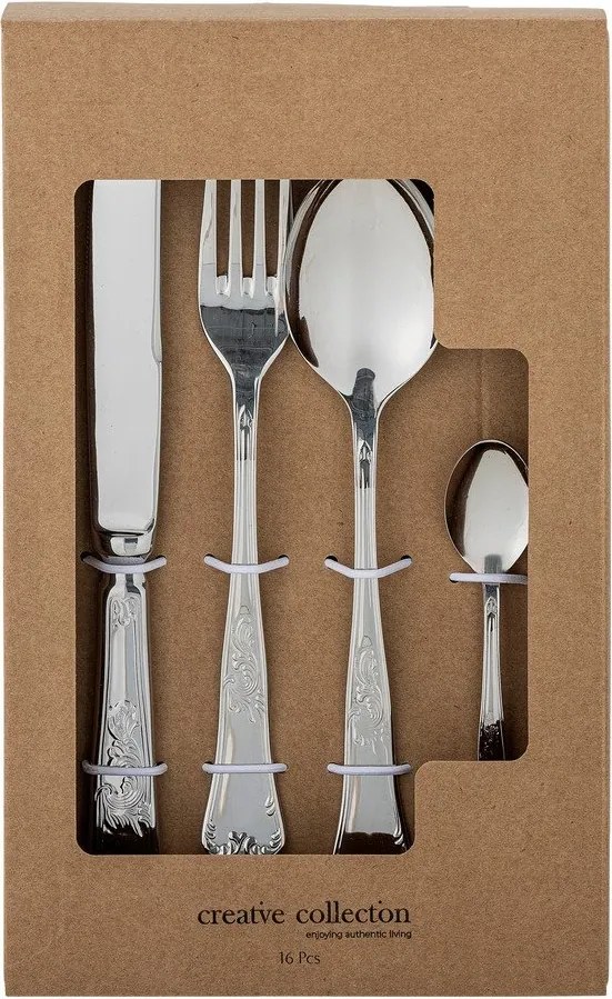 Ezüstszínű rozsdamentes acél evőeszköz készlet 16 db-os Tilly – Bloomingville