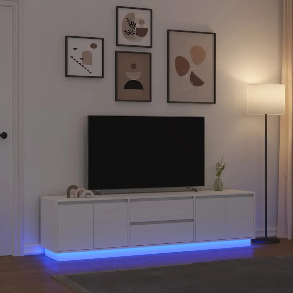 fehér TV-szekrény LED-lámpákkal 193,5x41x50 cm