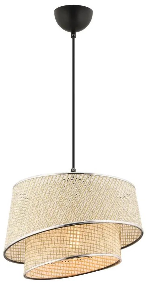 Kábeles függőlámpa BARETTE 1xE27/60W/230V krémszínű/fényes króm